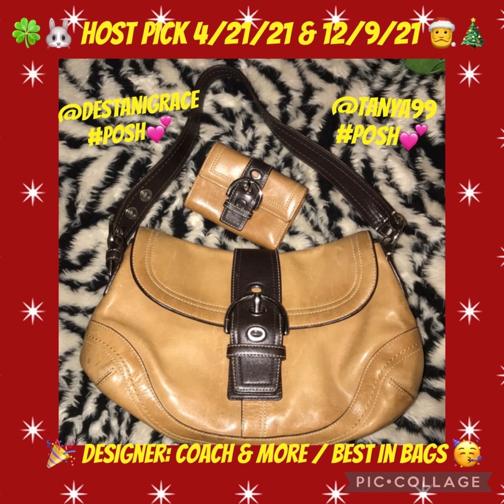 Coach Tan/brown leather buckle purse with matching wallet 🍒vintage
